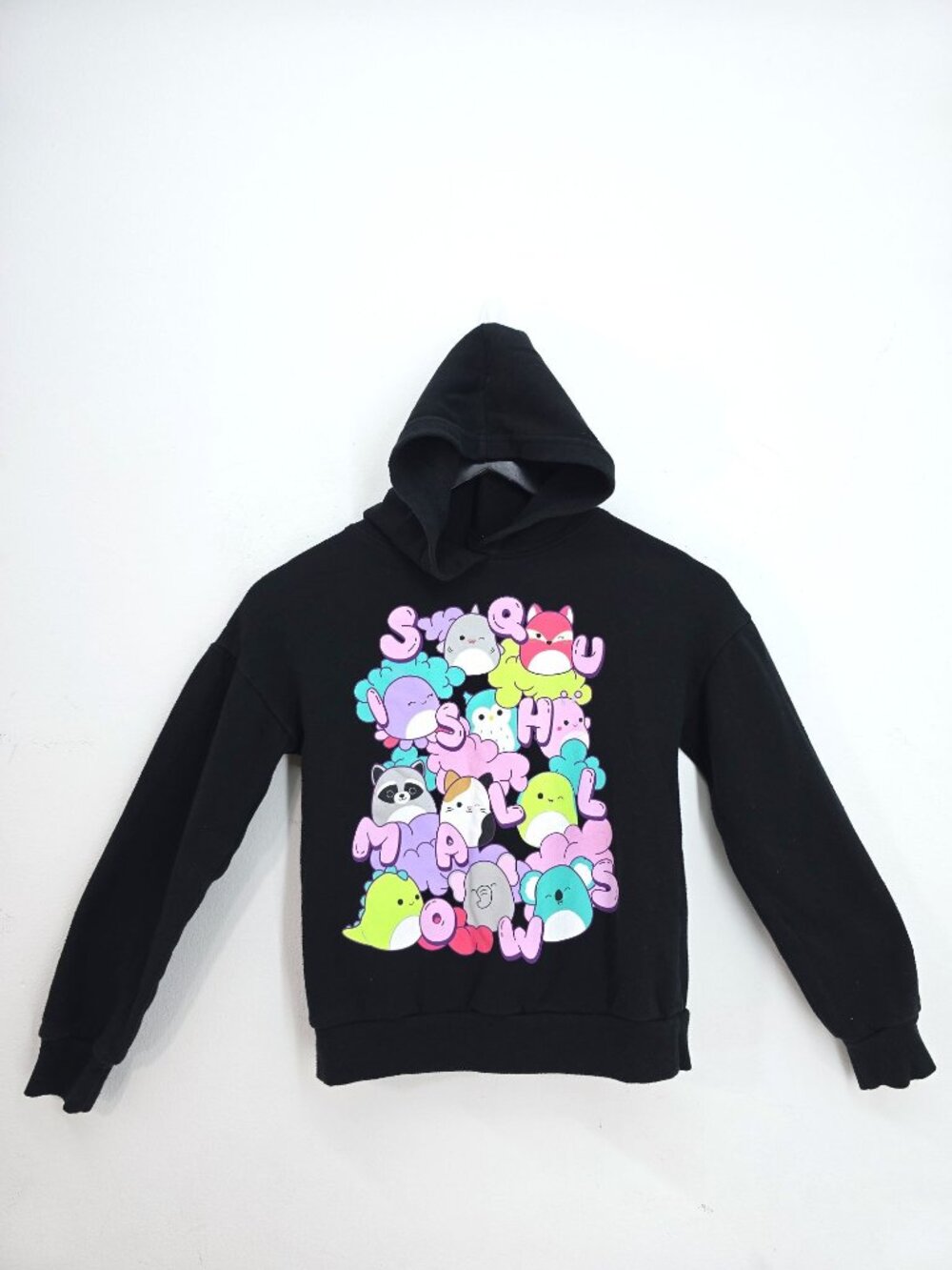Squishmallows Black Hooded Pullover Sweatshirt Hoodie Kids Size 6/7 Small